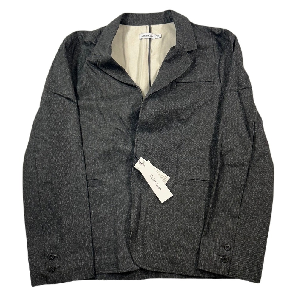 Calvin Klein Denim Sport Coat Mens XL Charcoal Jean Jacket Western Cowboy NEW